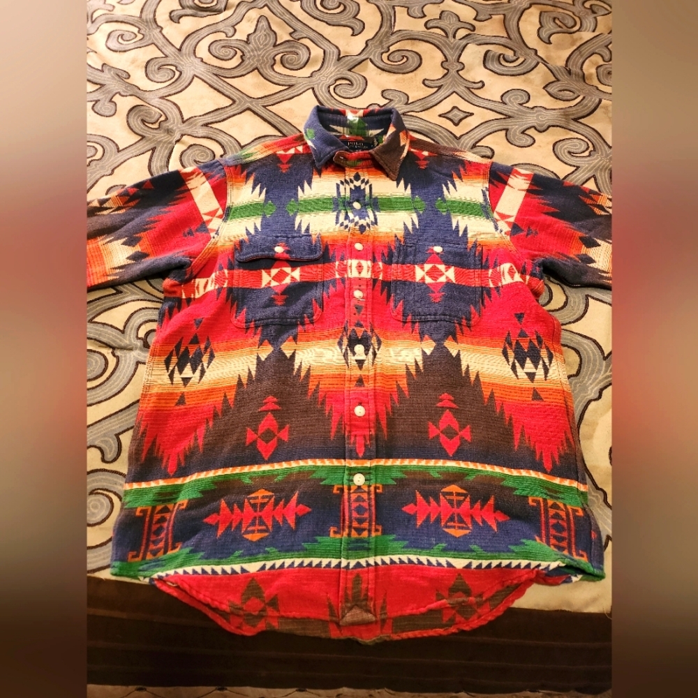 $OLD!!! 248 Polo Ralph Lauren Aztec Southwestern Country Sportsman Shirt Med